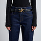 Monogram belt in shiny calf - BLACK
