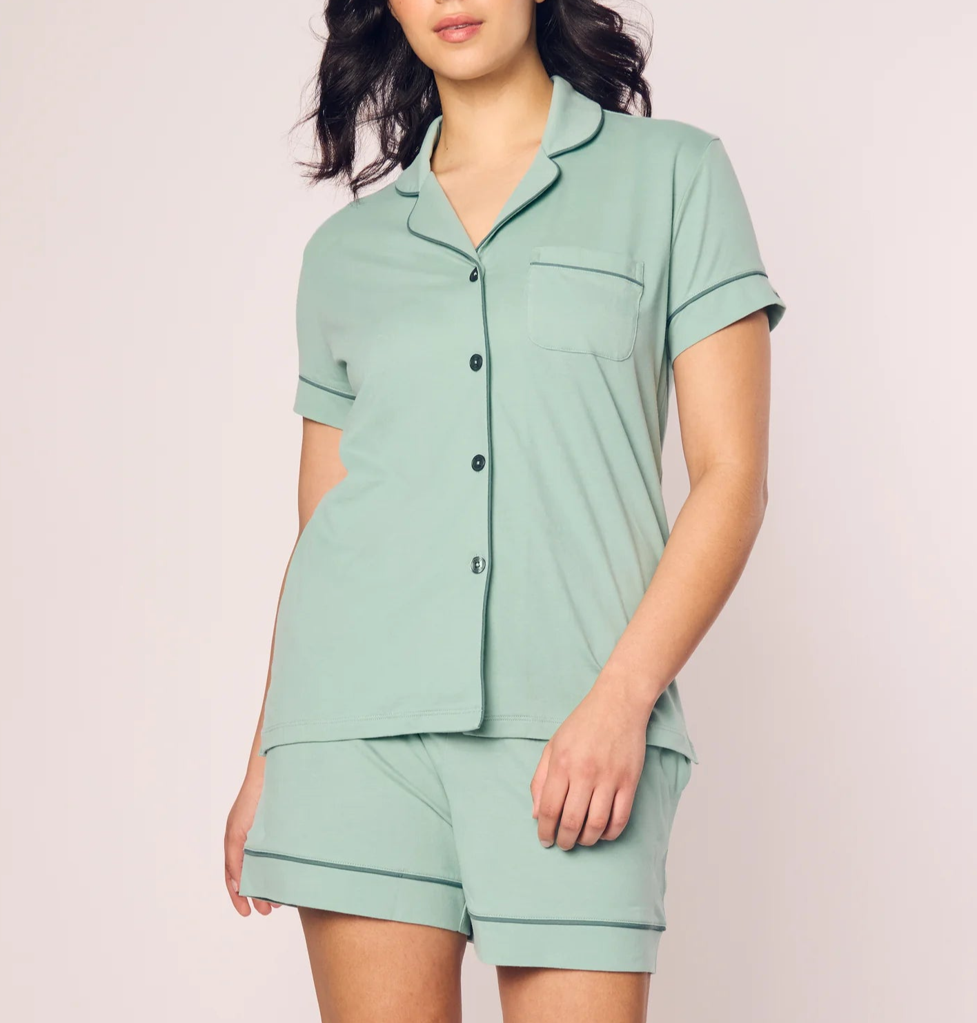 Petite Plume Pajama Set Pima Short Sleeve in Mint