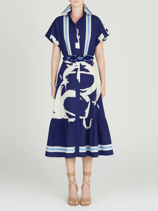 Silvia Tcherassi Loni Dress Navy Stripes