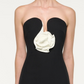 Strapless Monochrome Flower Gown