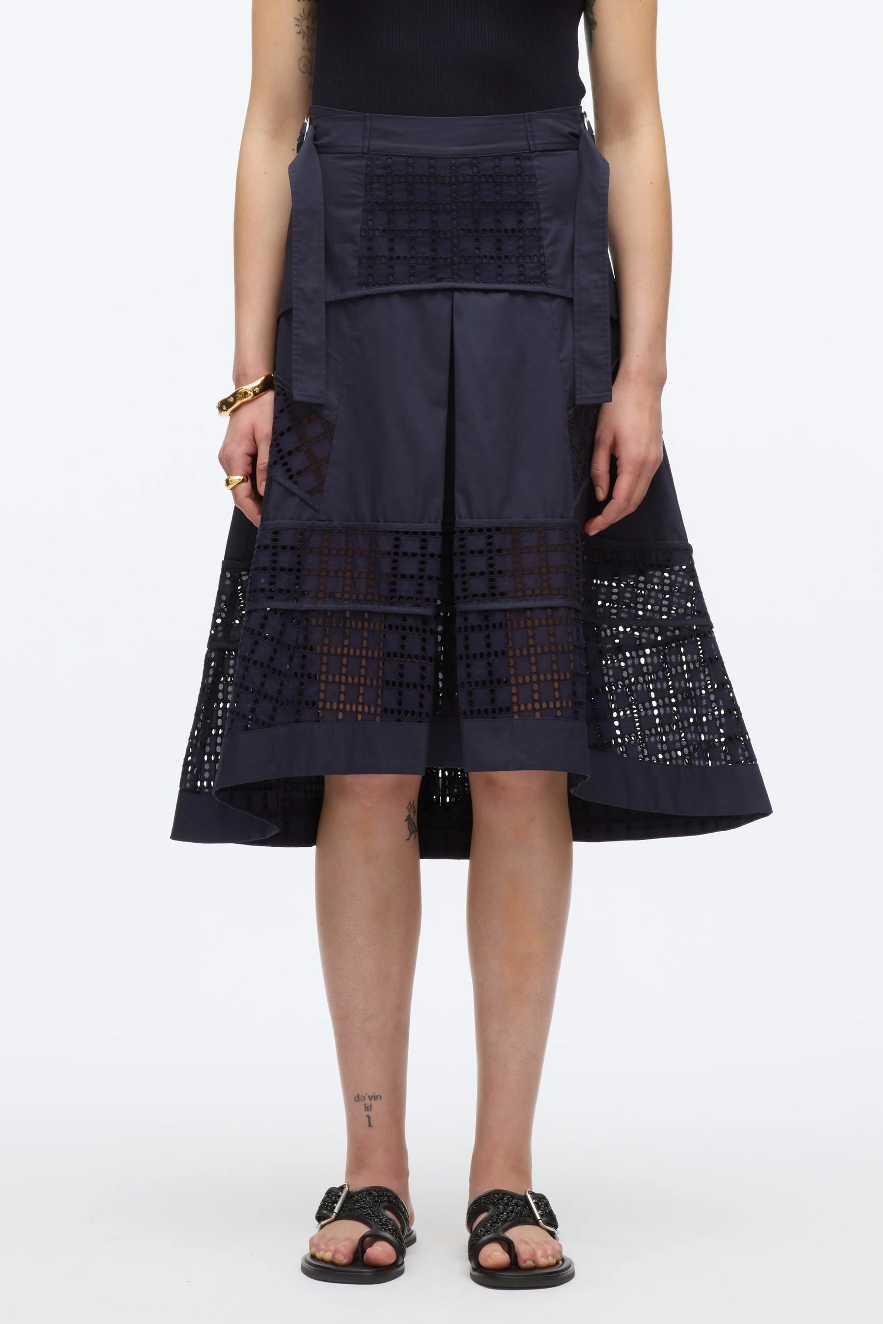 Broderie Anglaise Patchwork Midi Skirt - The Lake Forest Shop