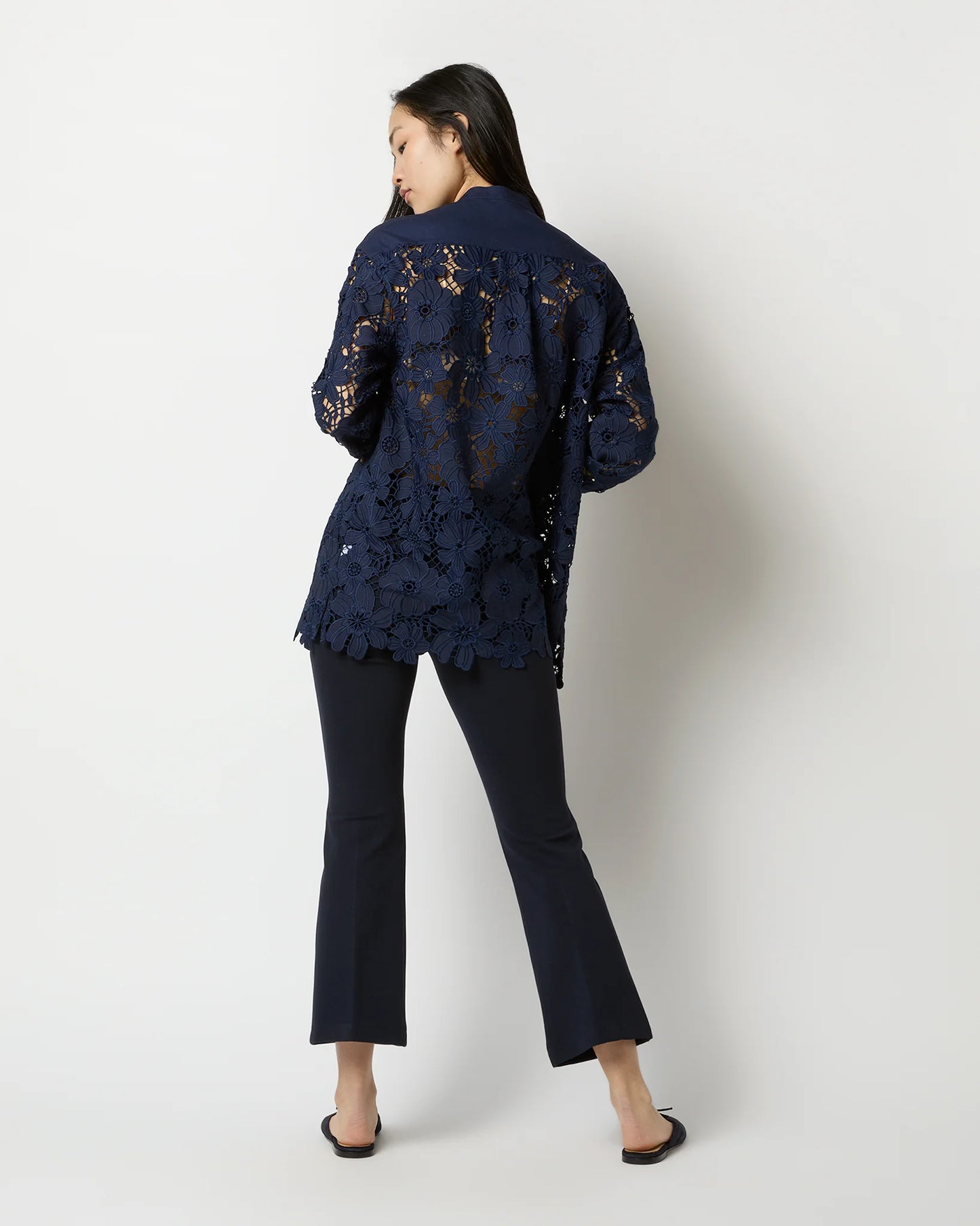 Josephine Bib Tunic Navy Floral Guipure Lace