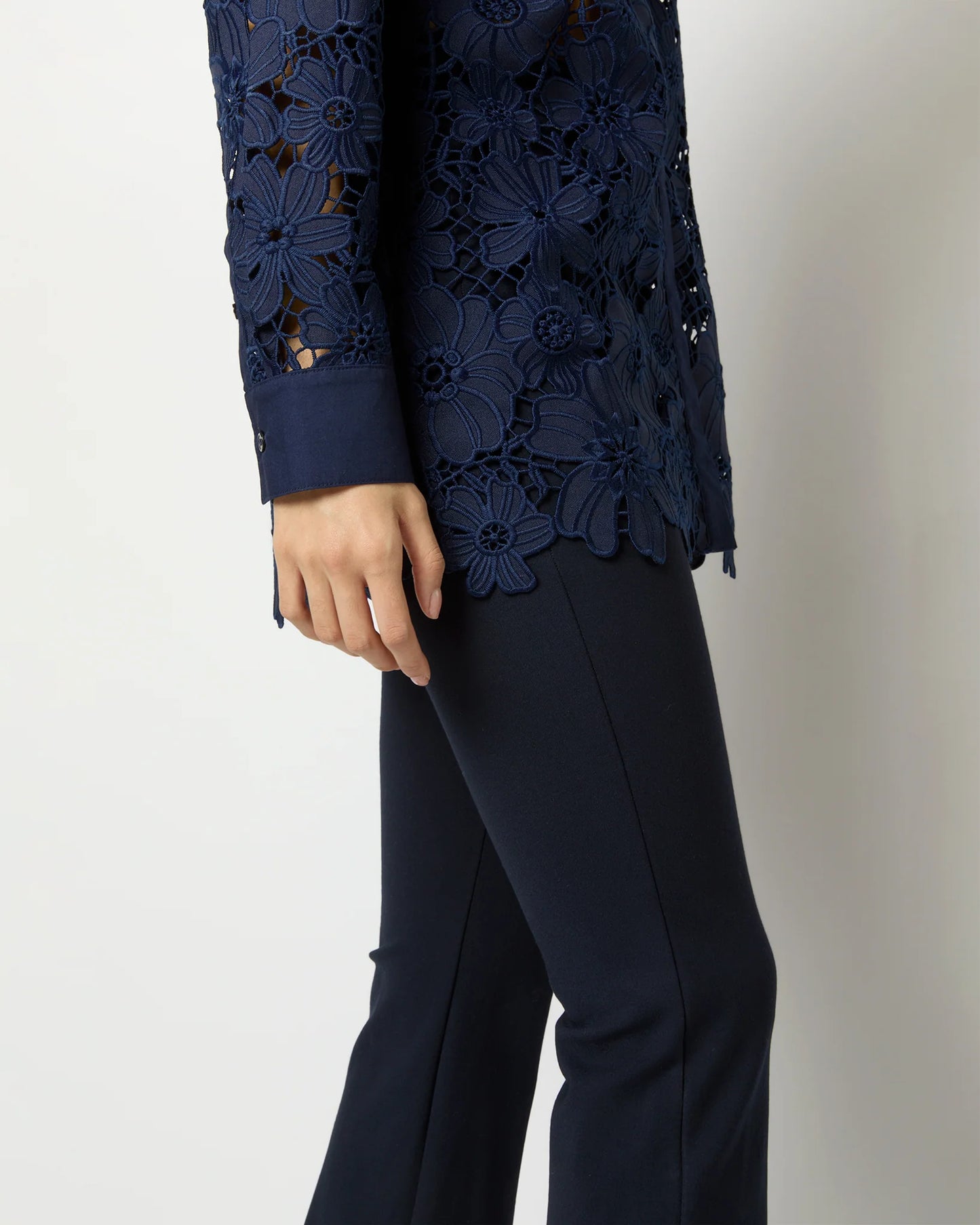 Josephine Bib Tunic Navy Floral Guipure Lace