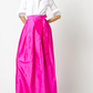 Pleated Wrap Skirt Magenta Silk Shantung