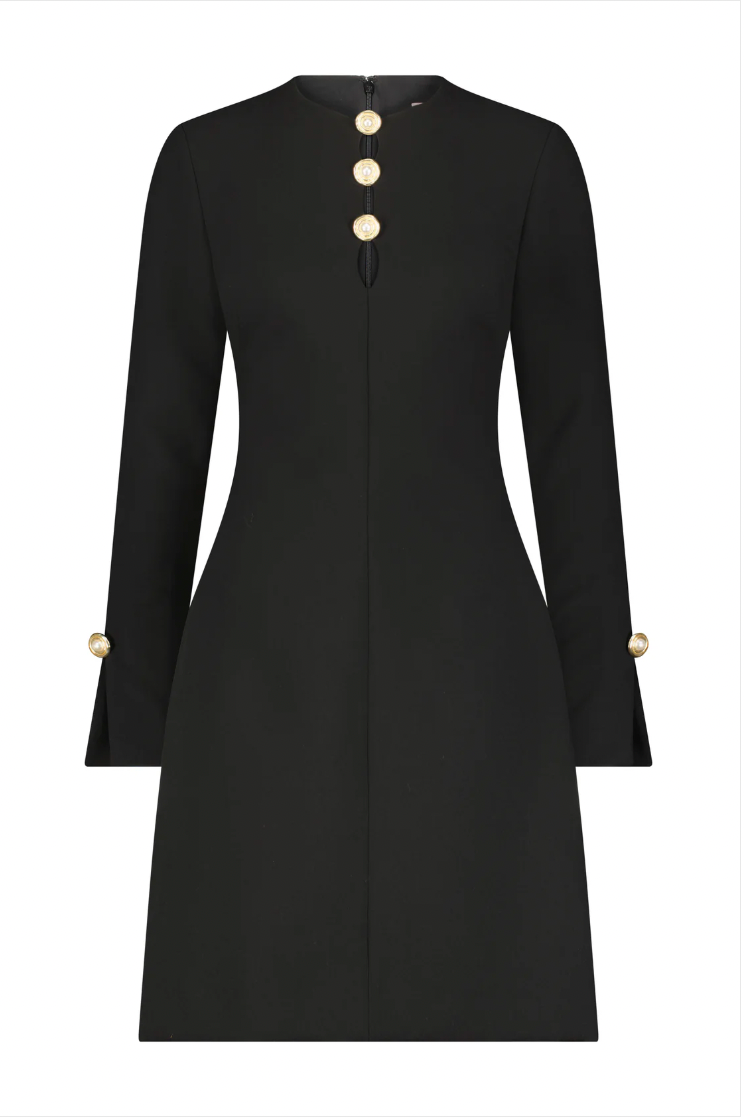 Button Detail Long Sleeve Dress