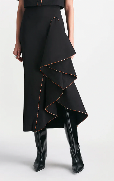 Ruffle Detail Pencil Skirt