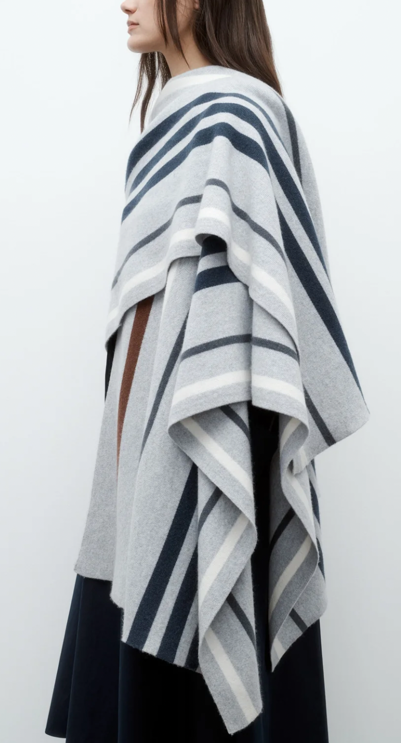 Striped Wrap Poncho