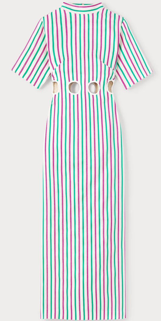 Destree Yayoi Stripe Ruby & Green Dress