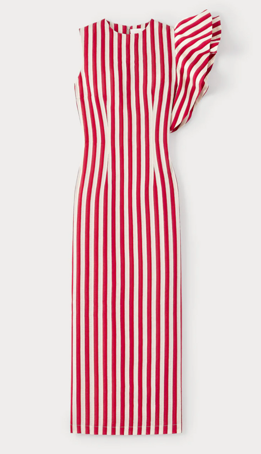 Destree Franz Soft Stripe Dress Red & Ecru