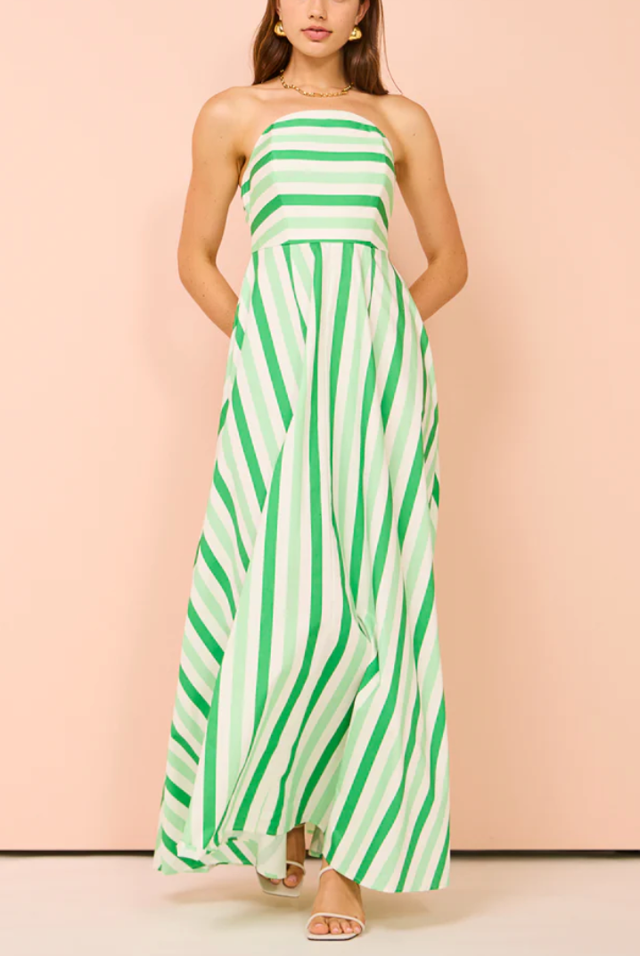 Hazel Dress In Midori Stripe