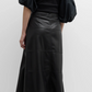 Hudson Vegan Leather Midi Skirt Black