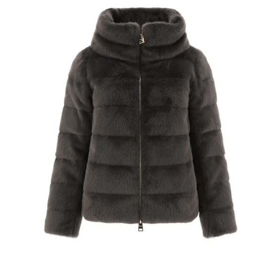 Faux Fur Zipped Down Jacket