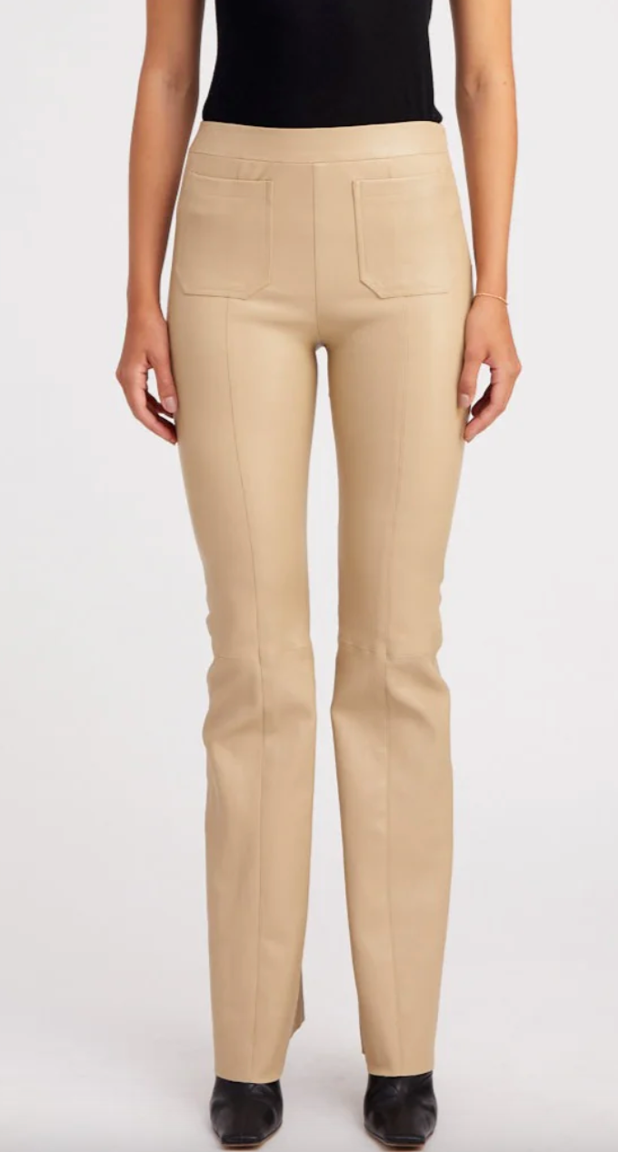 Travertine Leather Patch Pocket Super Flare Pant