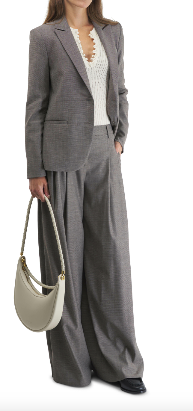 New Didi Taupe Plaid Wide Leg Pant