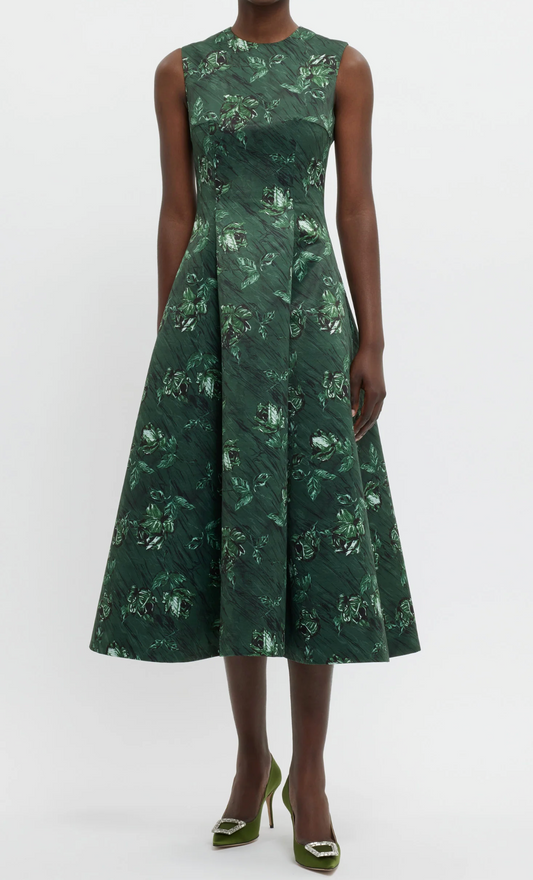 Mara Dress Green Roses