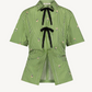 Embroidered Striped Bow Front Shirt - The Lake Forest Shop