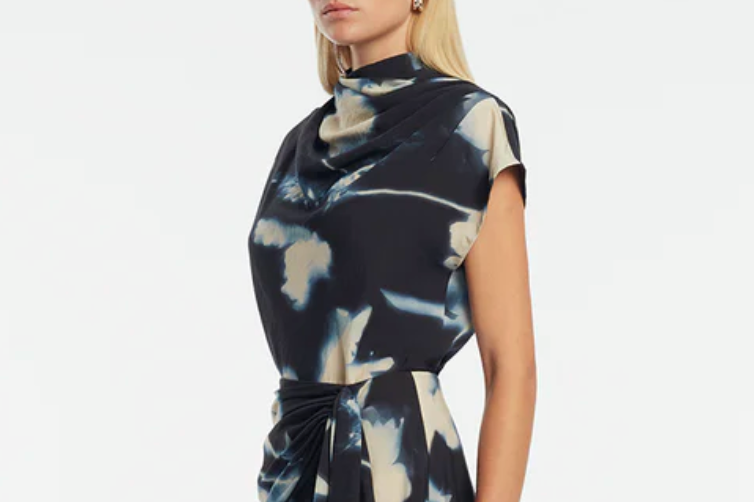 Abstract Floral Draped Top - The Lake Forest Shop