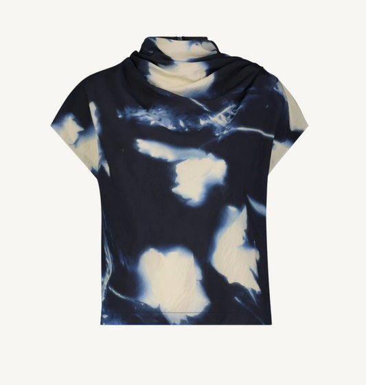 Abstract Floral Draped Top