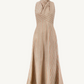 Striped Heathered Draped Halter Dress - The Lake Forest Shop