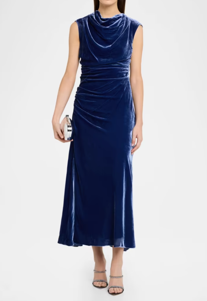 Burke S/L Draped Midi Dress