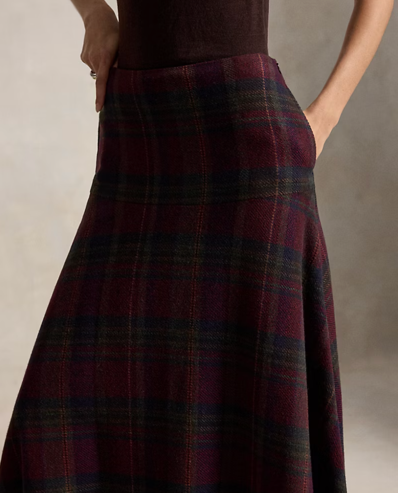 Herringbone Midi Wrap Skirt