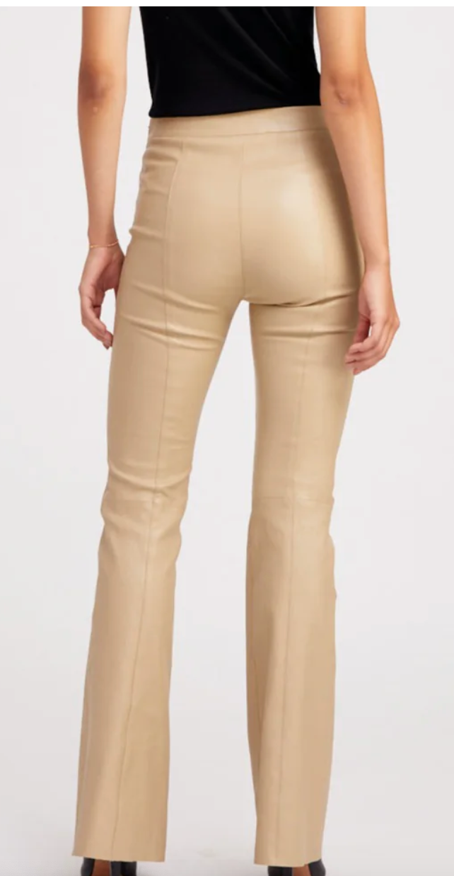 Travertine Leather Patch Pocket Super Flare Pant