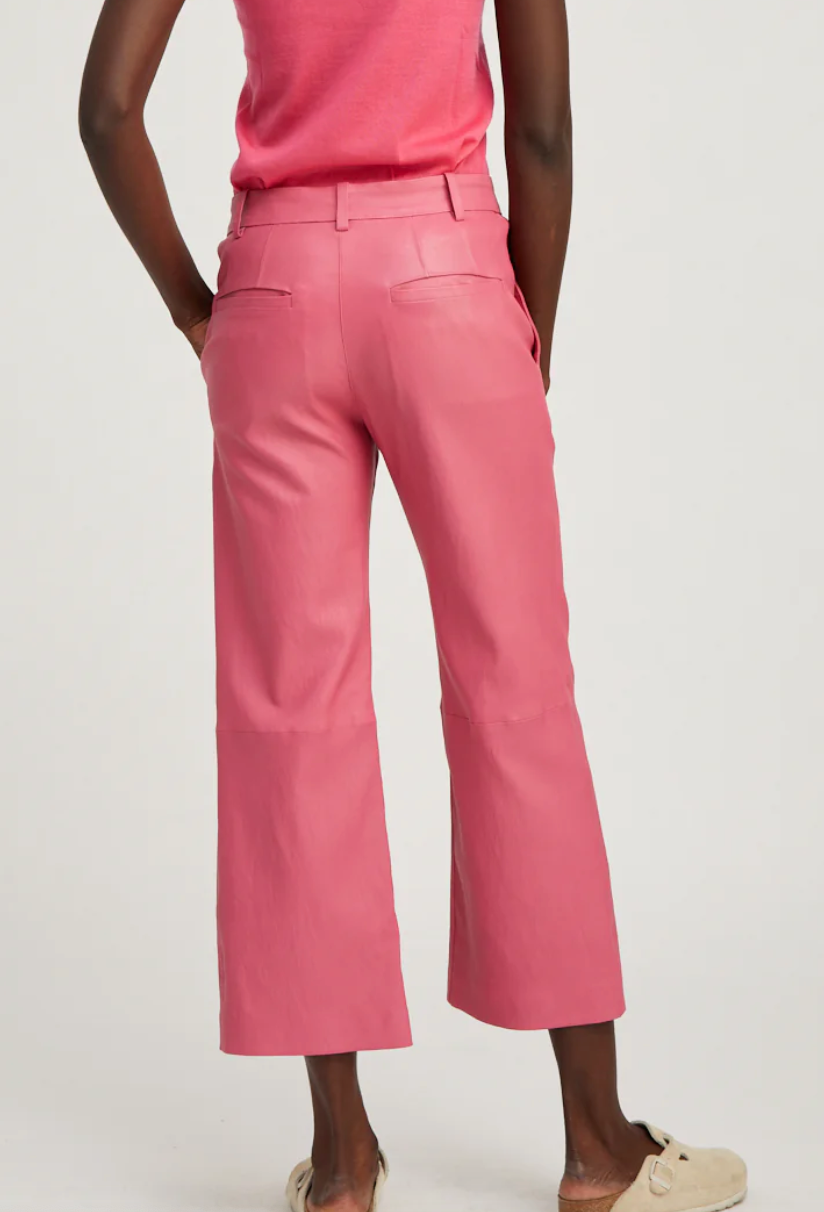 Hot Pink Leather Cropped Trousers