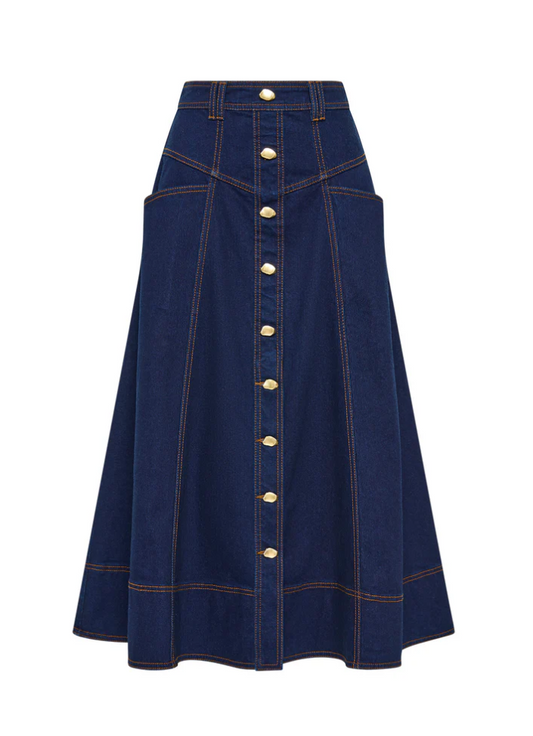 Resonance denim midi skirt - INDIGO