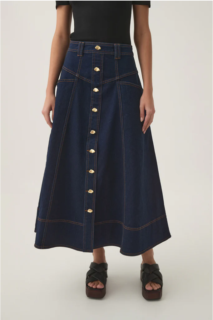 Resonance denim midi skirt - INDIGO