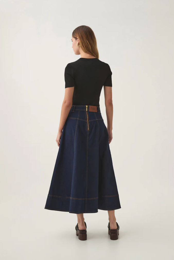 Resonance denim midi skirt - INDIGO