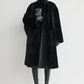 Collarless Shearling Coat