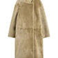 Collarless Shearling Coat