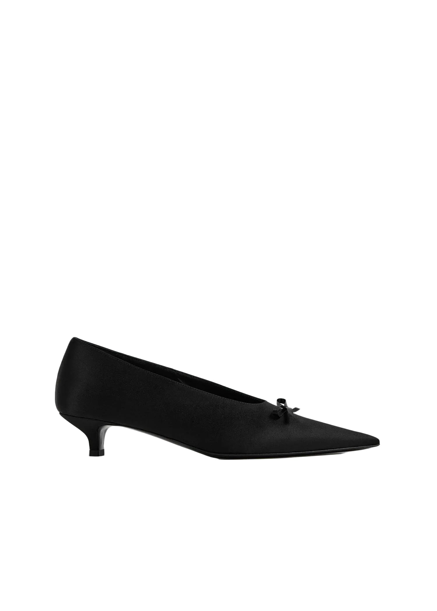 Bow Satin Kitten Pumps - The Lake Forest Shop