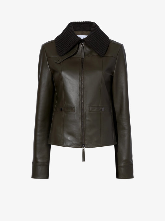 Vaughn leather jacket - Dark Fern