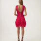 Rushes Fringe Mini Dress Deep Fushia