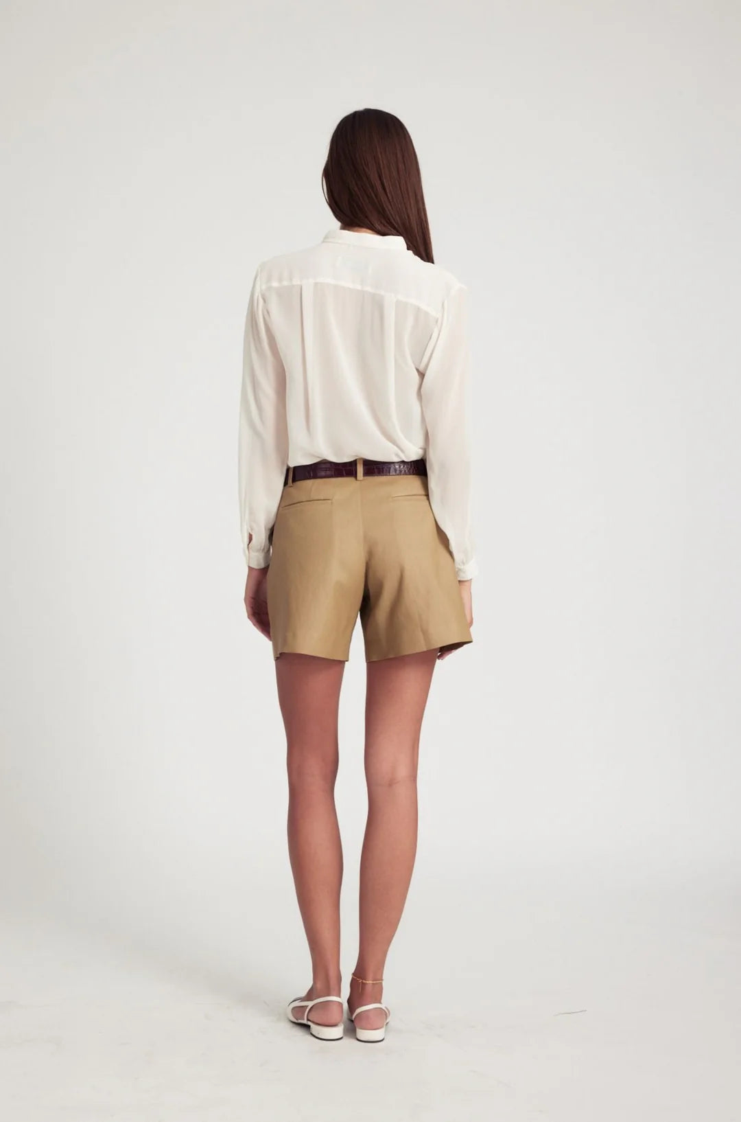 SPRWMN Khaki Leather Trouser Shorts