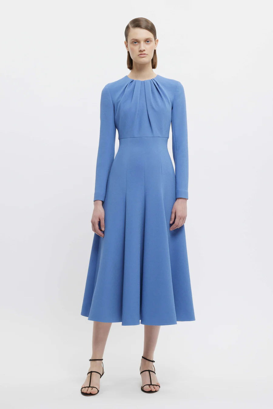 Belgium Dress in Indigo Double Crepe