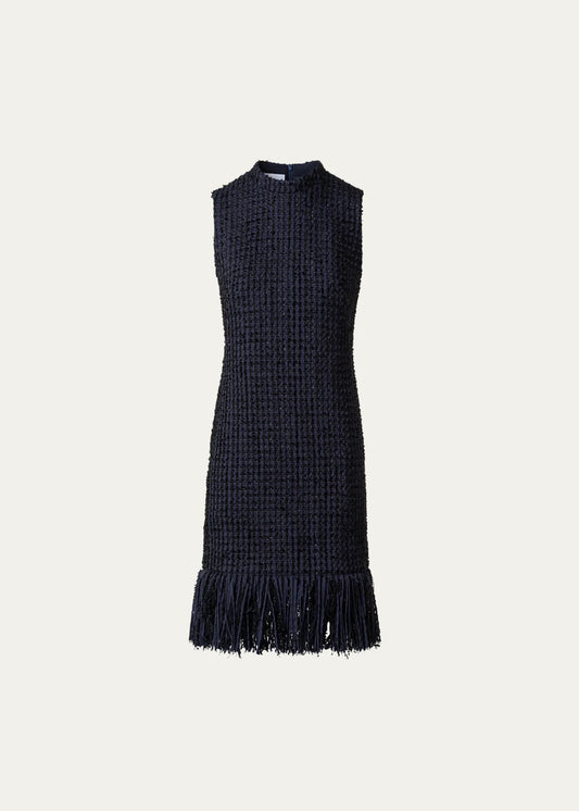 Akris Punto Fringed Tweed Sleeveless Dress