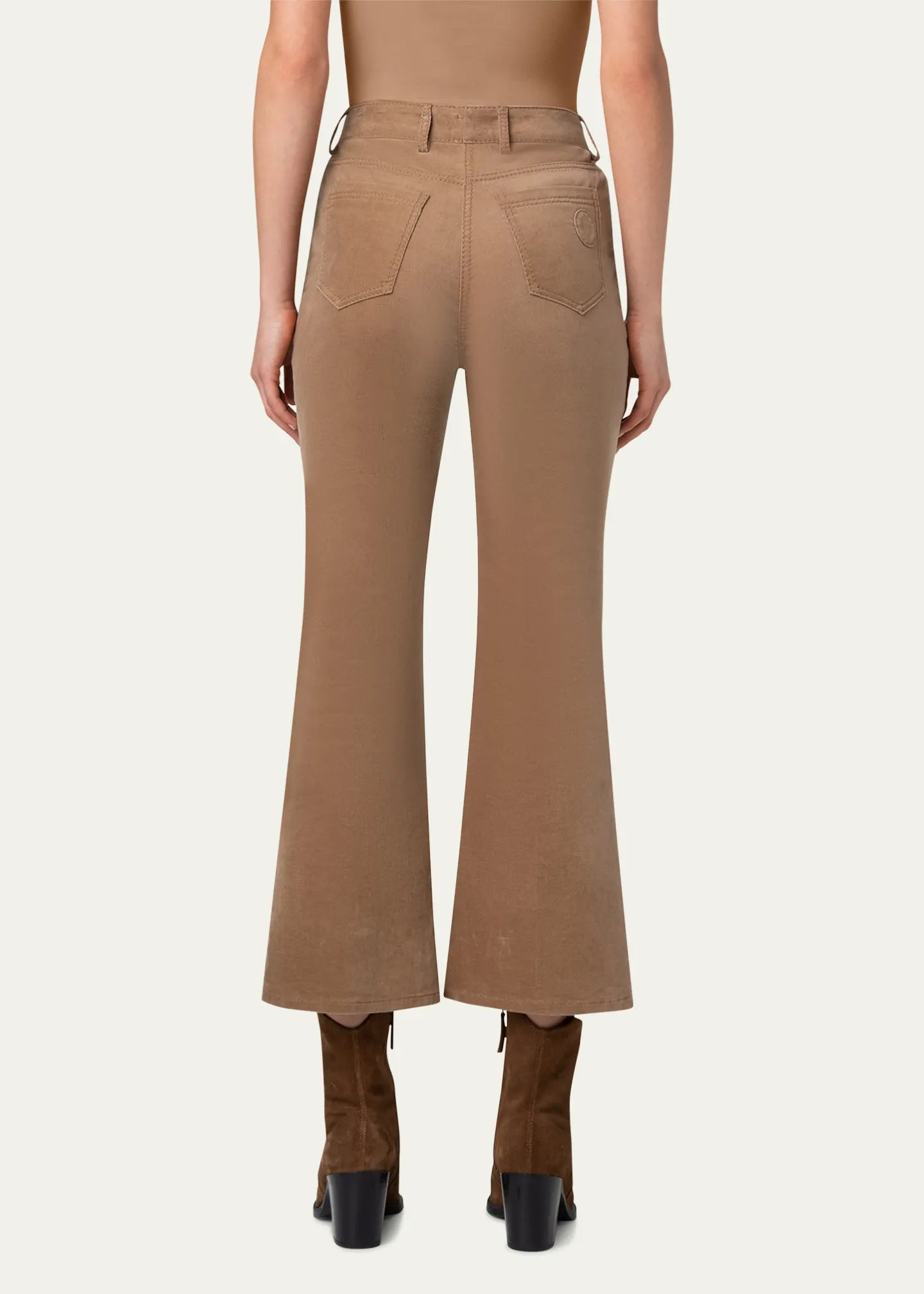 Akris Punto Cali Flared Velvet Cropped Pants Caramel