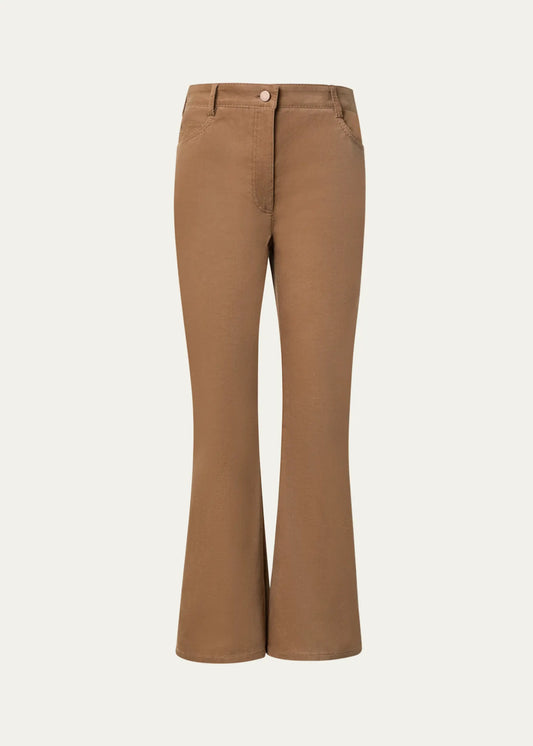 Akris Punto Cali Flared Velvet Cropped Pants Caramel