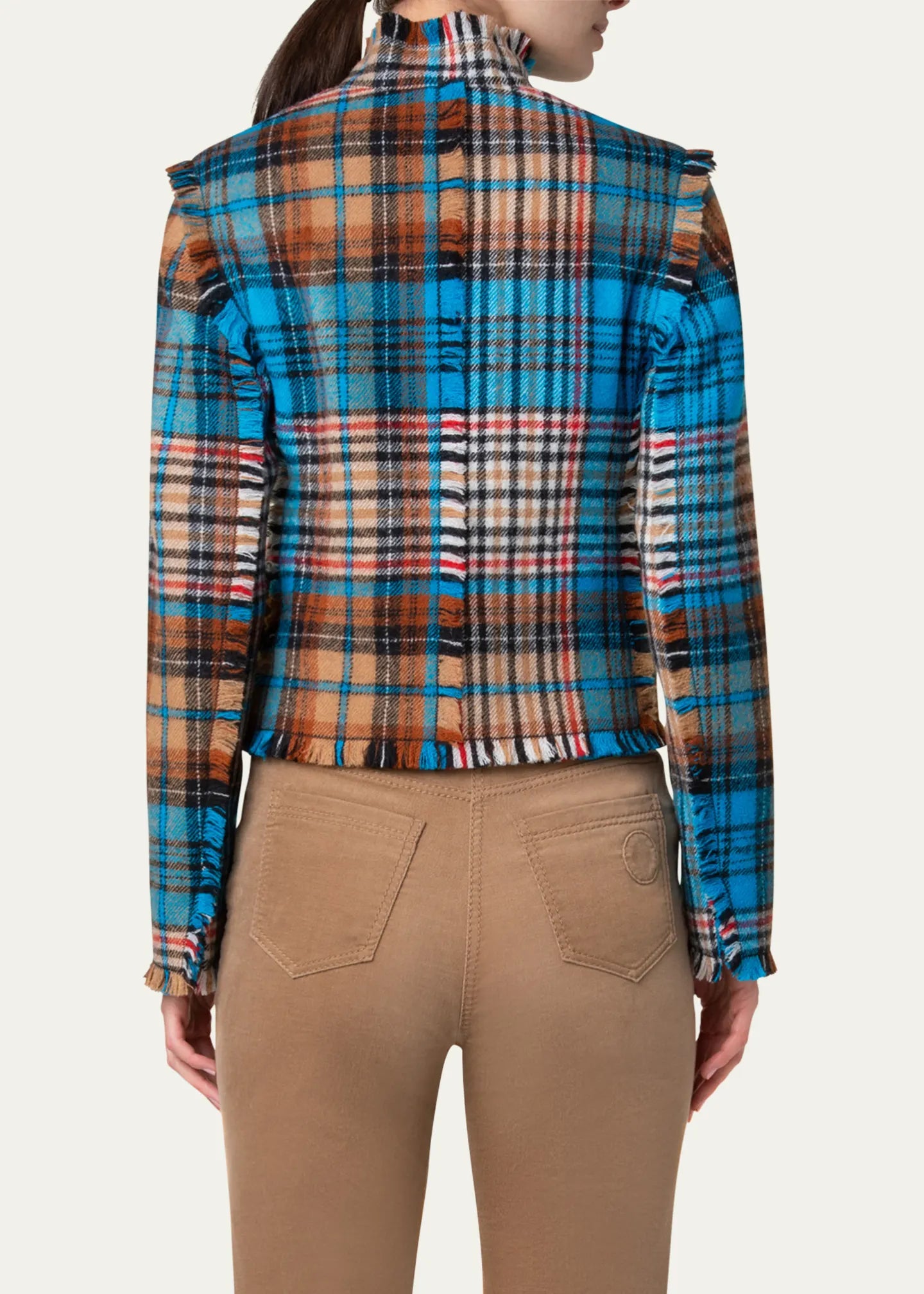 Akris Punto Tartan Wool Tweed Crop Jacket