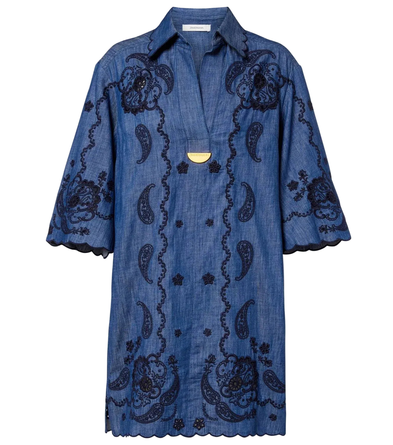 Aster Embroidered Denim Mini Dress - The Lake Forest Shop