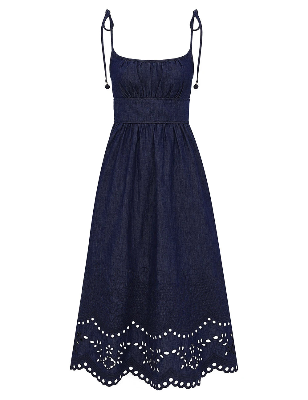 Mahon Broderie Denim Midi Dress - The Lake Forest Shop
