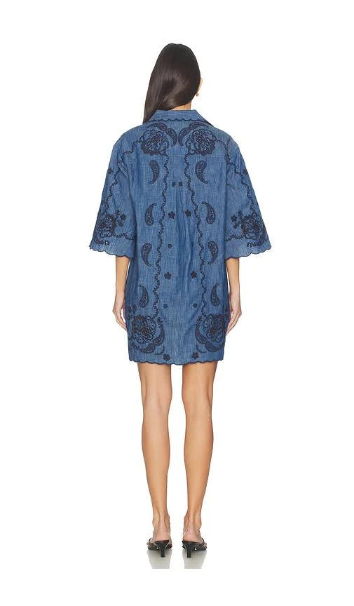 Aster Embroidered Denim Mini Dress - The Lake Forest Shop