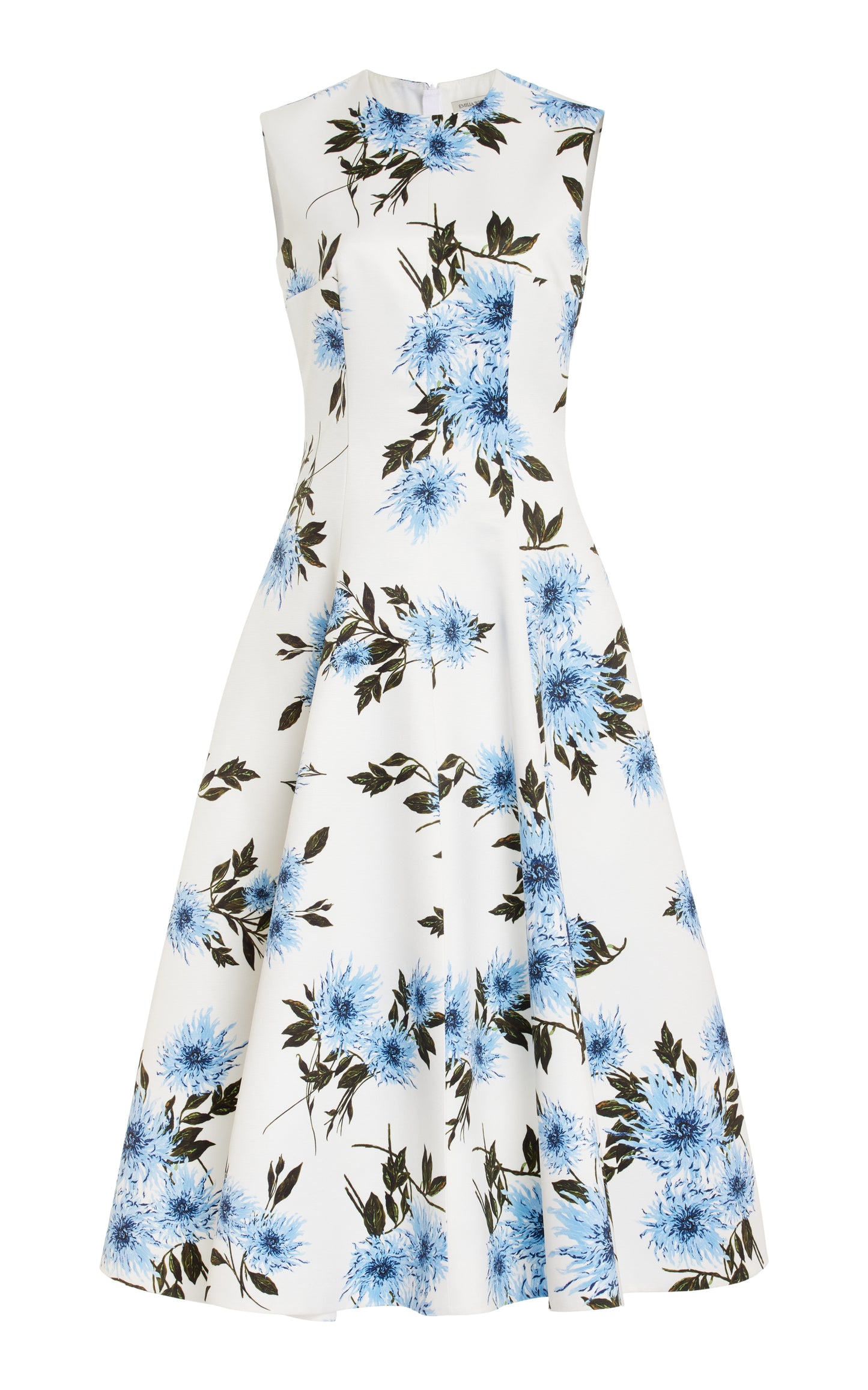 Mara Dress in Blue Dahlia Floral Print Taffeta Faille