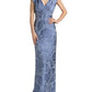 Floral Fil Coupe V-Neck Gown