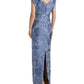 Floral Fil Coupe V-Neck Gown