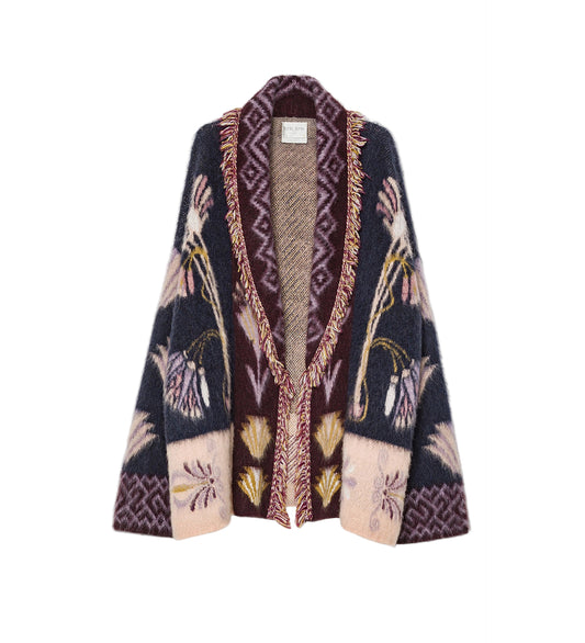 "Sogni" Jacquard Long Cardigan