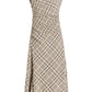 Simkhai Burke short sleeve draped midi dress - Sand Plaid