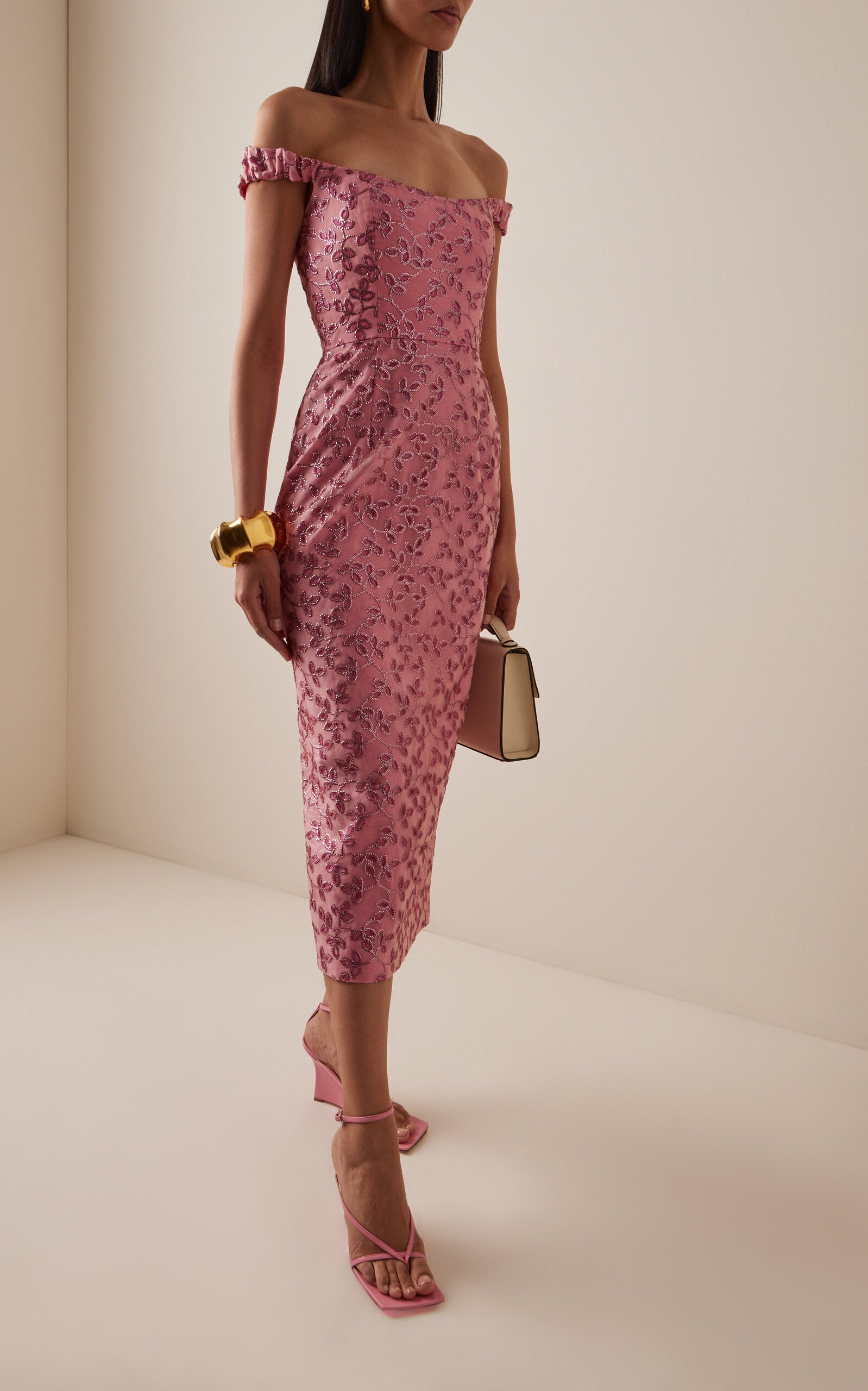 Amina Off The Shoulder Midi Dress - The Lake Forest Shop